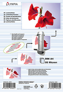 Feuilles de plastification DIN A4 - 80 microns - 25 pièces