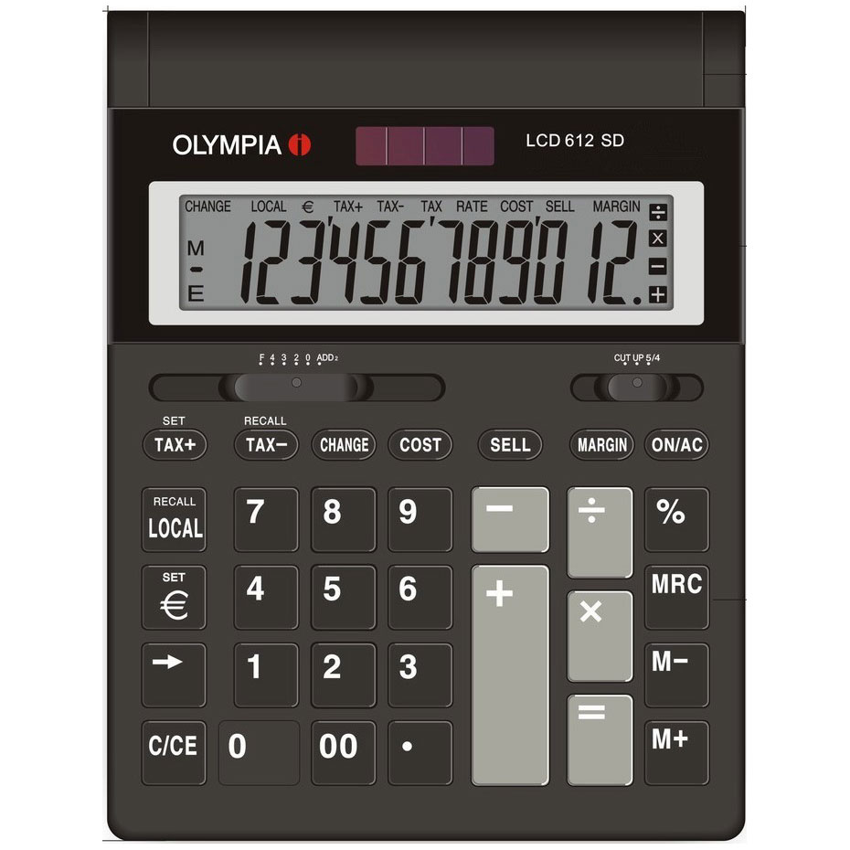 color negro Olympia 612 SD Calculadora de bolsillo
